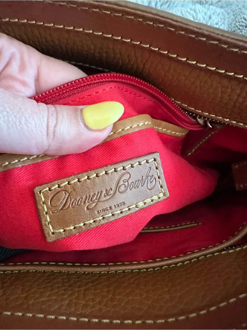 Dooney & Bourke Brown Tan Leather Satchel - Chestnut Brown
